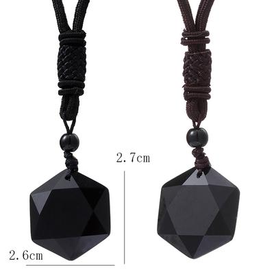 Black Obsidian Hexagram Star of David Lucky Amulet Love Natural Quartz Pendant Necklace Men Orgone Crystal Gems Jewelry