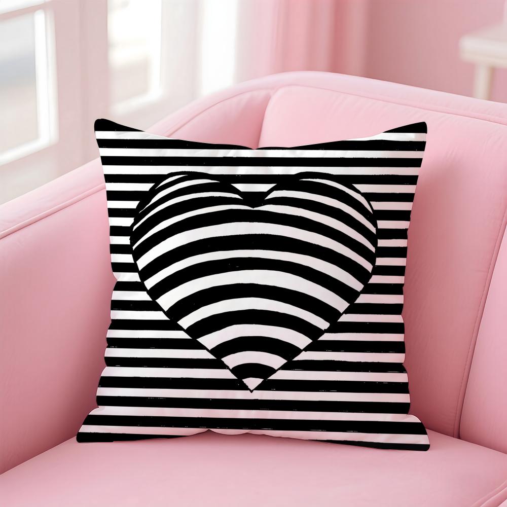 

Geometric HeartShaped Cushion Cover Linen Pillowcase Cover Soft Decor for Sofa Home Room 30X30cm