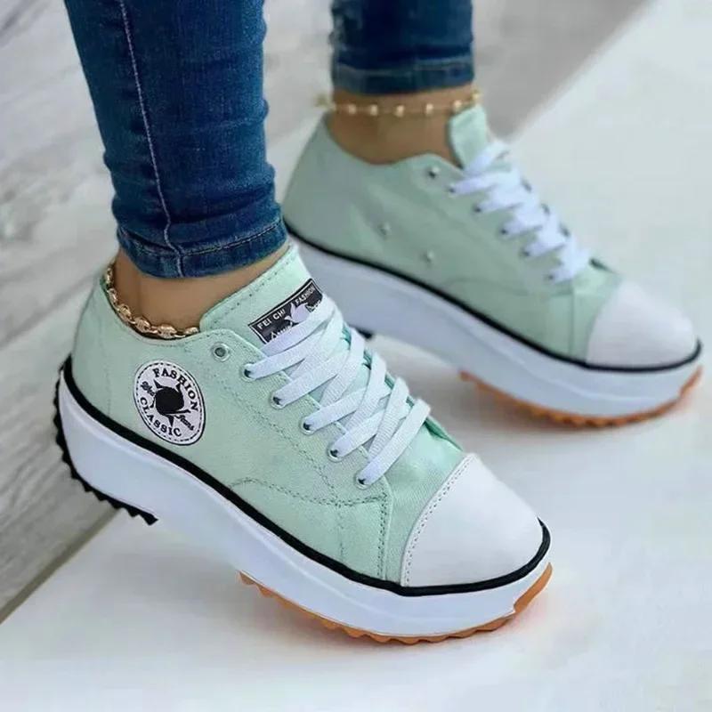 New Women Pattern Canvas Sneakers Women Casual Shoes Women Sneakers Shoes Flat Lace-Up Zapatillas Mujer Chaussure Femme