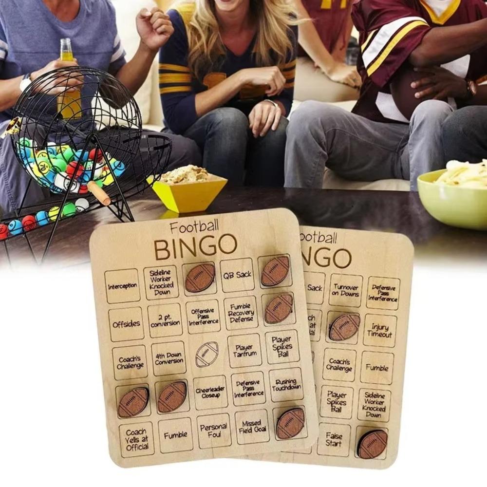 Wood Ball Bingo Game Family Game Night Party Games Wooden Bingo Board for Friends and Kids