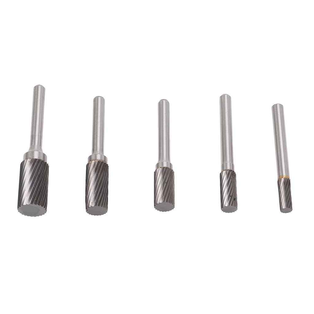 5 Pcs Carbide Burr Set Single Cut Rotary Files with 6mm 0.24in Shank for Engraving Polishing Drilling