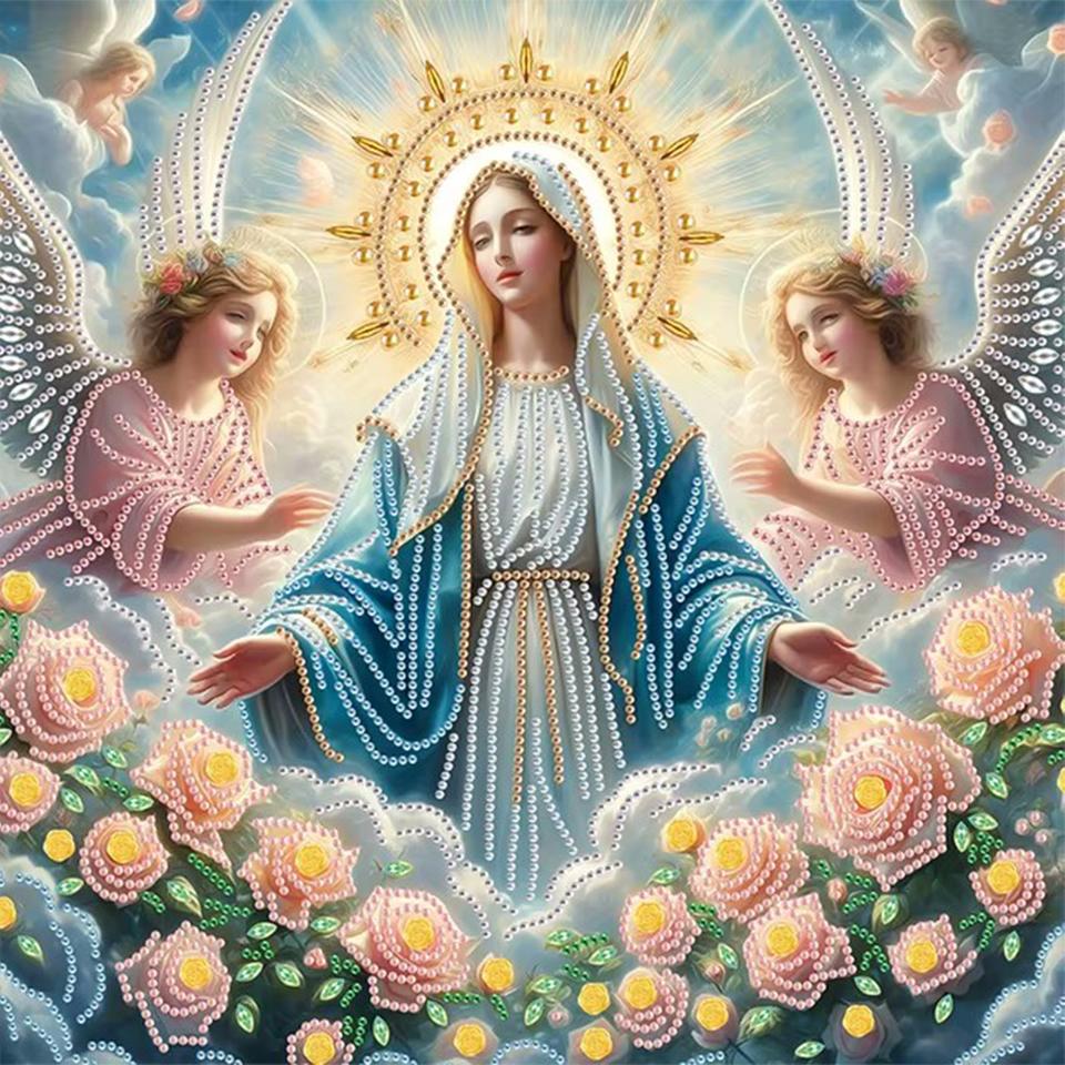 5DDIT Diamantmalerei Mosaik Jesus Jungfrau Maria Voll Quadratisch/Kreisförmig Stickerei Kreuzstich Religiöse Heimdekoration Geschenk