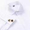 Camicia da Abito con Colletto Windsor e Polsini alla Francese Moda Uomo Manica Lunga Lusso Business Camicie Formale Polsino con Bottoni Coperti Camicia per Gemelli