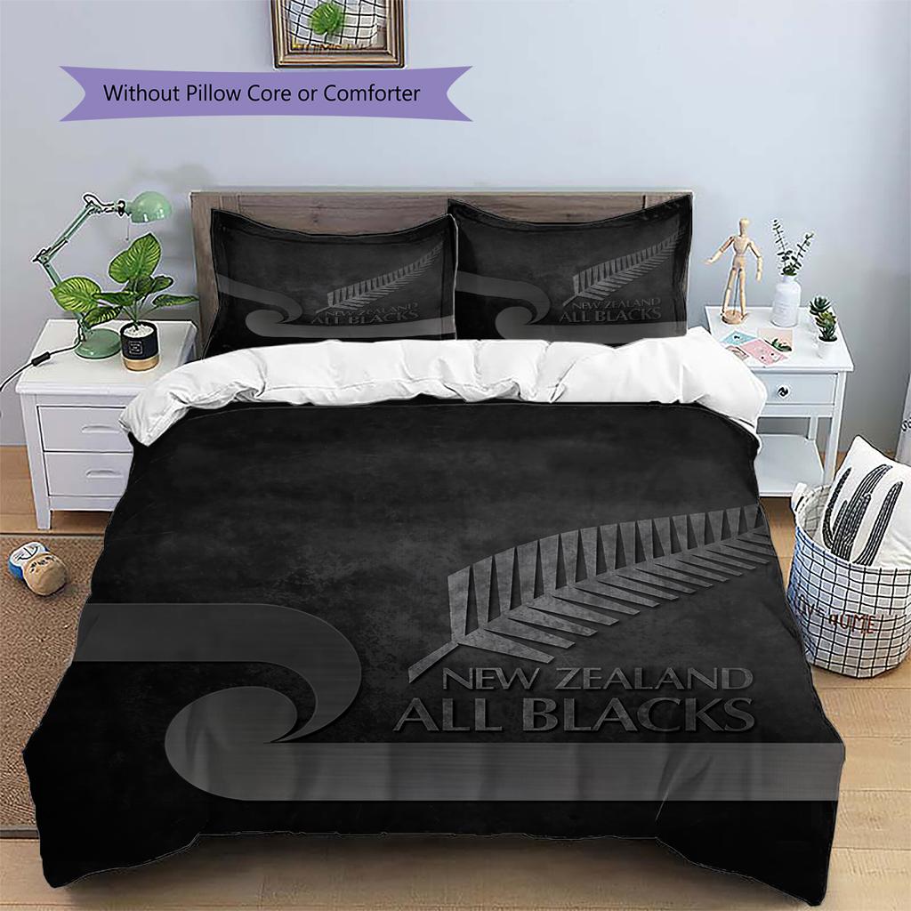 Ropa de cama con patrón de Rugby de los All Blacks Decoración del hogar Regalo de Cumpleaños (1 * funda nórdica + 2 * fundas de almohada, sin núcleo)