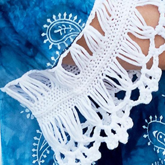 Rochie de plajă de vară Decupată Decolteu în V Franjuri lungi Potrivire de culori Mâneci trei sferturi Protecție solară Respirabilă Pulover Costum de baie Cover-up Îmbrăcăminte pentru femei