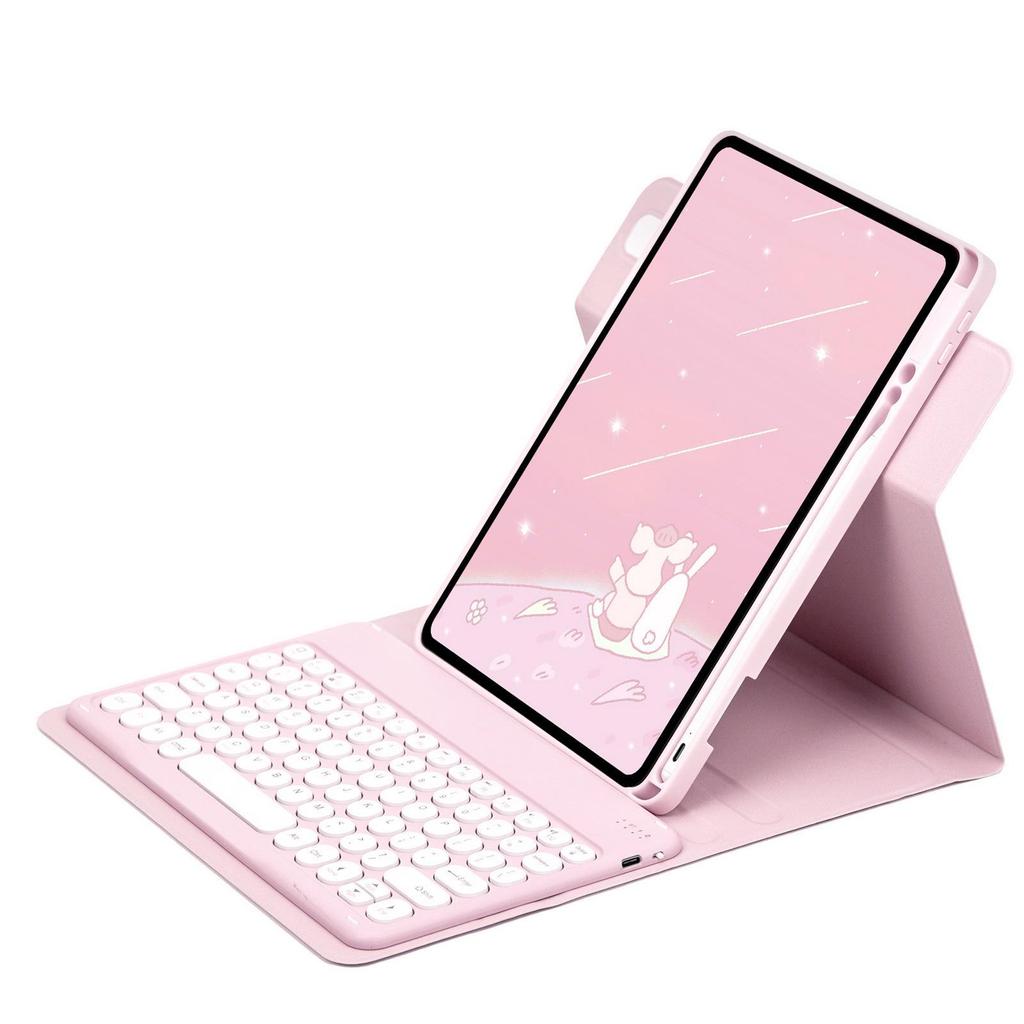 "10th Gen iPad Rotating Acrylic Case with Pen Slot, 10.2" Magnetic Bluetooth Keyboard, and Leather Cover"