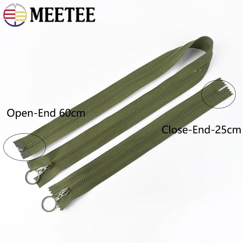 5/10/20Pcs Meetee 25/60cm 3# Resin Zippers Close/Open End Zipper for Clothes Bags Ring Puller Zip Garment Sewing Accessories