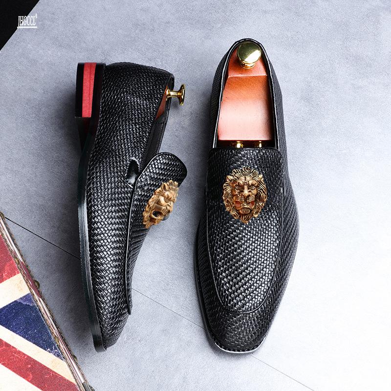 Fashion New men's shoes with woven fringes, trendy shoes, Derby shoes, large-sized business shoes, and European  leather shoes A19