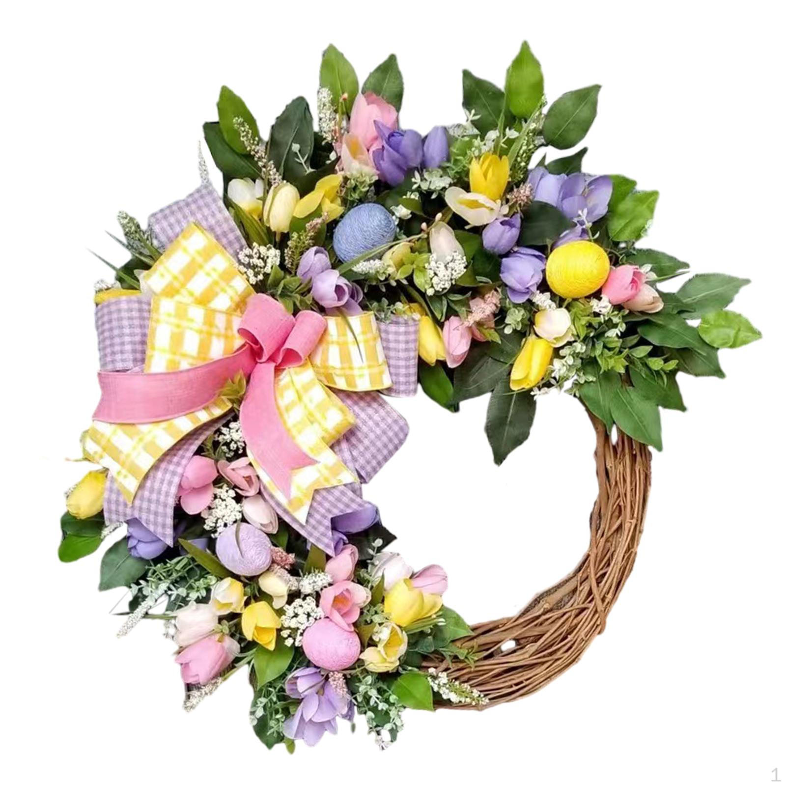 

Easter Egg Wreath Artificial Wreaths Front Door Decorations Green Leaves