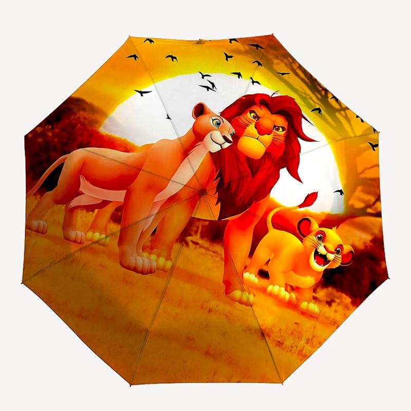 1 Paraguas Plegable Portátil de 8 Varillas Temático del Rey León, Simba, Colorido, Apertura Automática para Hombres y Mujeres, Un Compañero Compacto para Viajes Diarios Adecuado para Lluvias Diarias