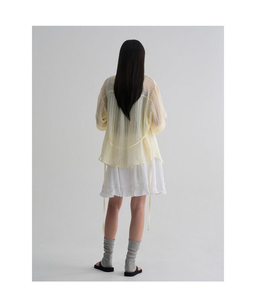 8SECONDS Striped Sheer Variation Shirt Yellow