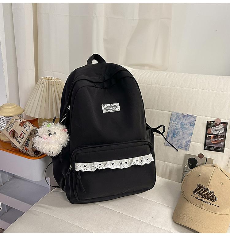 Schoolbag New Korean Version High Value Japanese Girl Backpack Lace Lace Large Capacity Schoolbag Cute Student Backpack