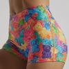 Pantaloni scurți de yoga cu talie înaltă și imprimeu de desene animate pentru femei, pentru fitness și alergare