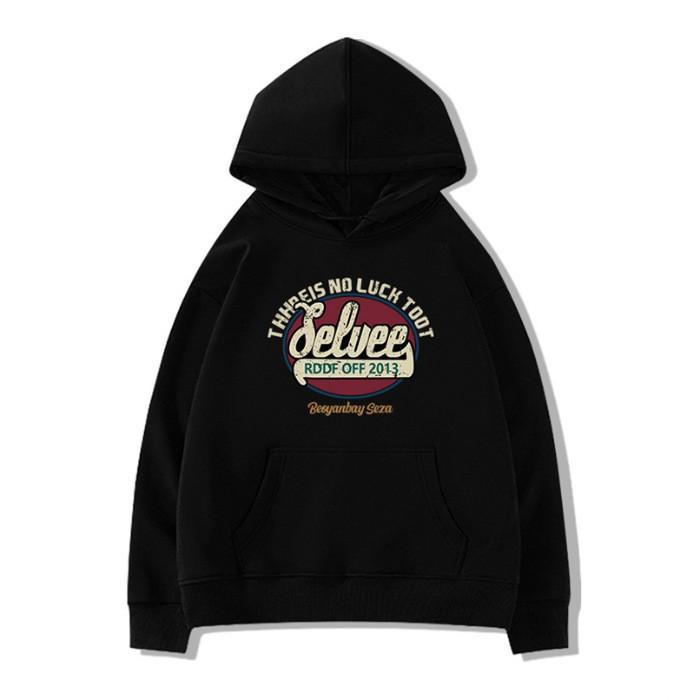 Season's new printed letter hooded sweater couple loose casual velvet