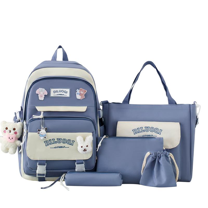 

TS JYL laptop bag,Wholesale 5 Sets Student Backpack Fresh Set Shoulder Hand Logo Bag OneSize синий