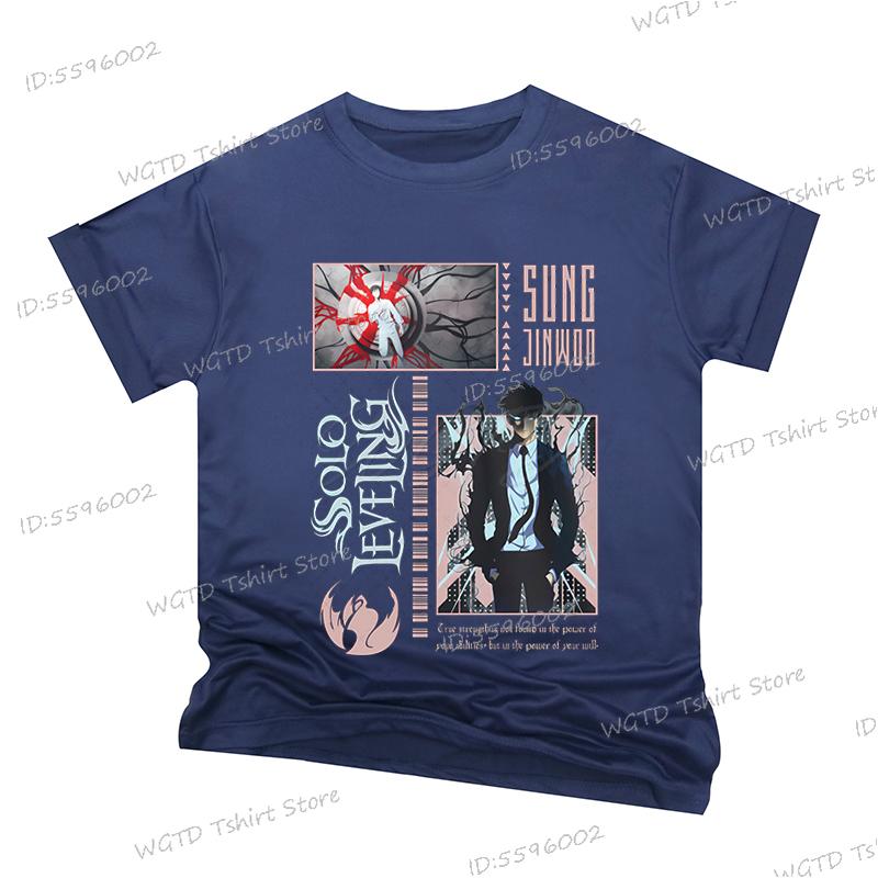 Anime Pattern Solo Leveling Men T-shirts Statue of God Cartoon Short Sleeve Clothes Harajuku Sung Jin-Woo Tshirts Tops Unisex
