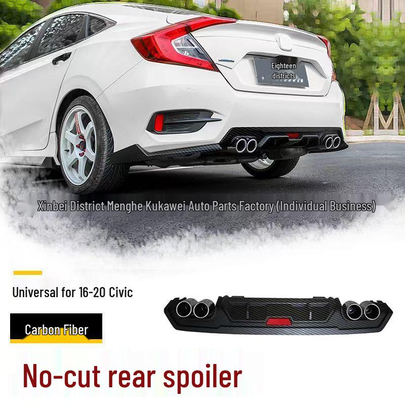 Rear Diffuser, Bumper, Lip & Exhaust Tips for 2016-2019 Civic Sedan Modifications