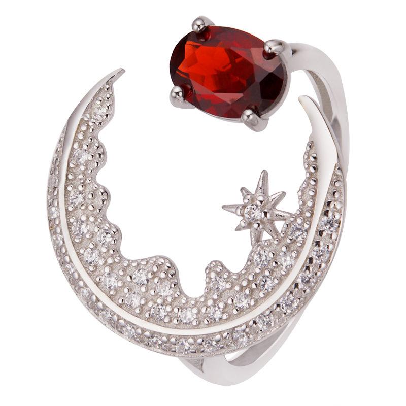 Natural Amethyst Citrine Ring Women'S Color Treasure Pomegranate Topa Transparent Peridot Moon Index Finger Ring