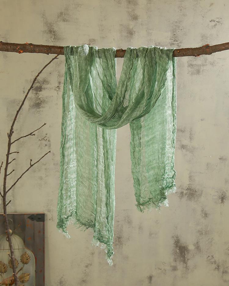 Japanese Linen Monochrome Natural Texture Pleated Scarf, Retro Linen Literary Scarf, Thin Men'S Autumn And Winter