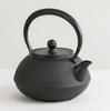 Iwachu Iron Kettle, 9-type, Flat Round Arare, Black Finish (Kamayaki), 1.1L, for Direct Heat, Nanbu Ironware, 11701