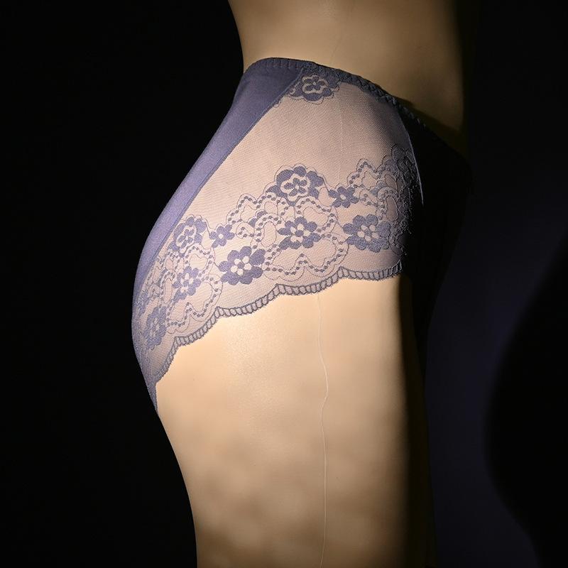 Men'S Underwear Crossdressing Sissy Briefs Breathable Underpants High Waist Gays Lingerie Ultra-Thin Sheer Lace Panties