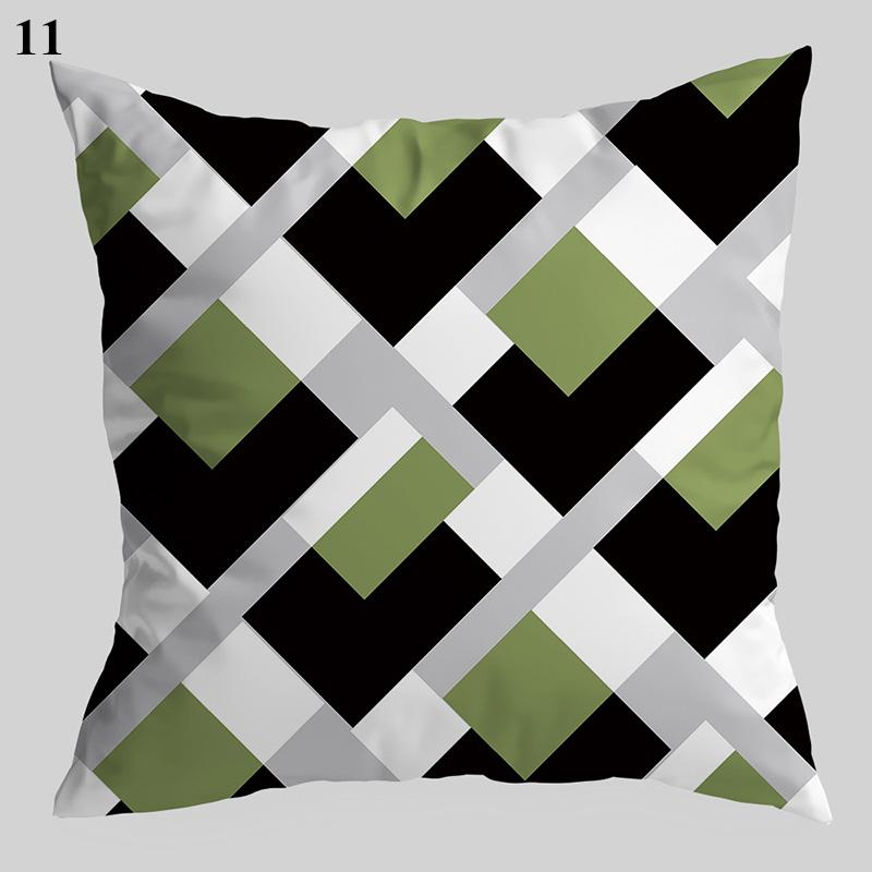 Nordic Style Throw Pillowcase Dark Green  Geometric Leaf  Sofa Car Decoration Cushion Cover Home Decor