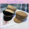 Summer Women Flat Top Hat With Chain Detail And Sun Protection For Casual Outdoor Wear