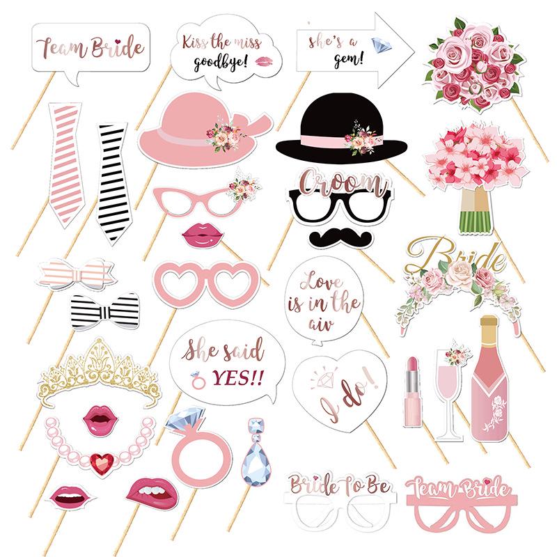 Bride To Be Pre-Wedding Party 32-Piece Photo Prop Set