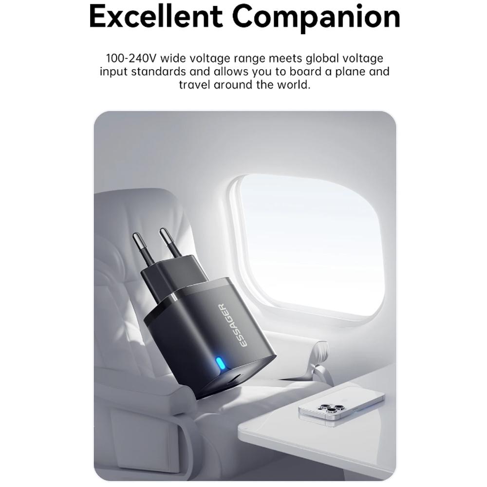 Essager Mini 30W Type C Charger PD QC3.0 Fast Type C Charger For iPhone 16 15 14 13 Pro Samsung S25 Xiaomi iPad Travel Adapter