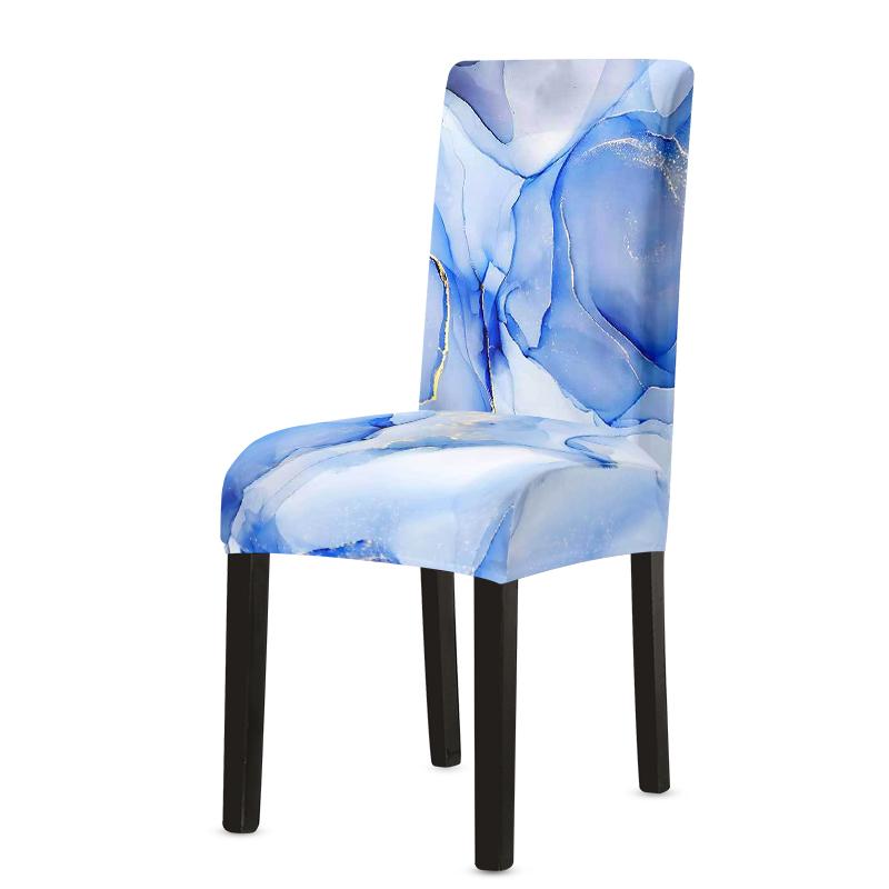 1pc Marble Textured Dining Room Chair Covers Stretch Chair Covers Removable Universal For Home Kitchen Dining Room Wedding