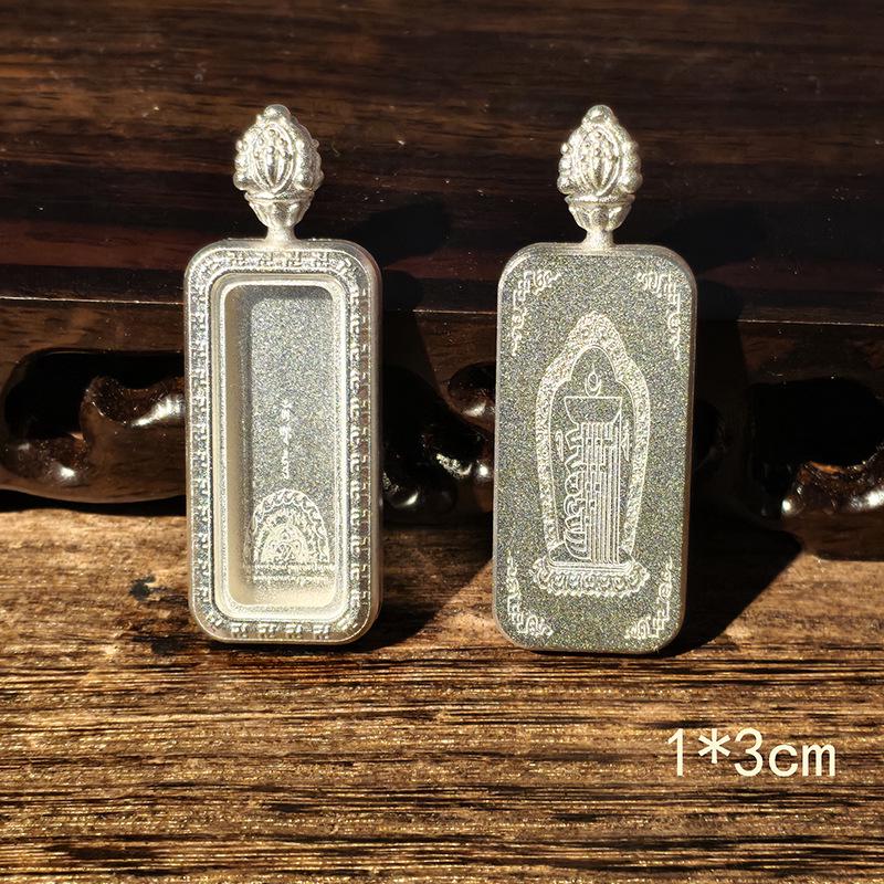 Tibetan Thangka Titanium Steel Gold Silver Pendant: Single/Double-Sided Benming Buddha Amulet