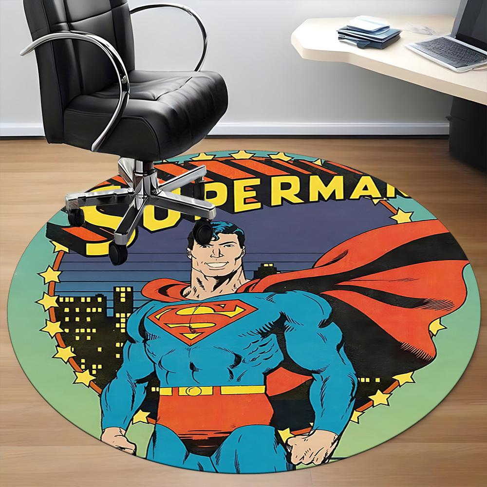 1pc Superhero Man Office Round Area Rug, Under Office Chairs Bedroom Living Room Home Decor, Room Deco, Available in Various Sizes