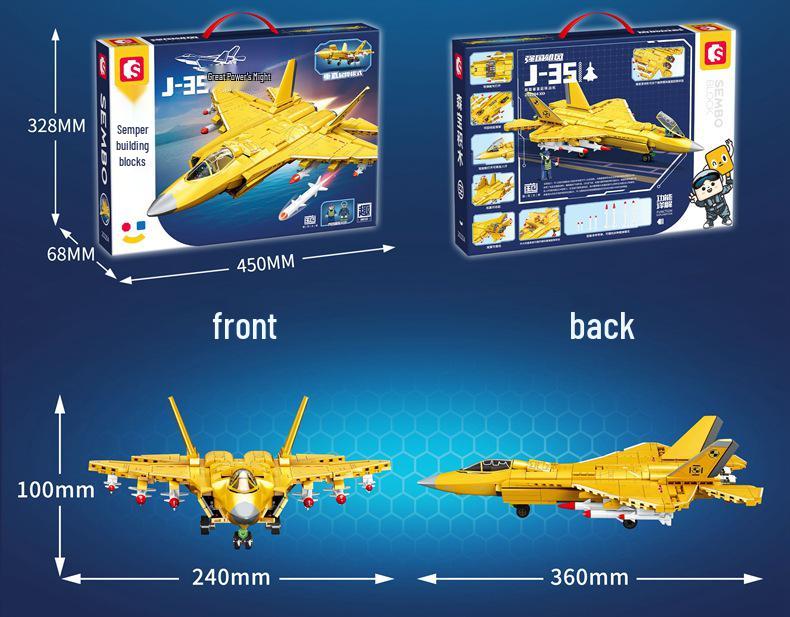 Sembo Military Carrier-Based VTOL Aircraft & Fighter Jet Building Blocks Toy Gift