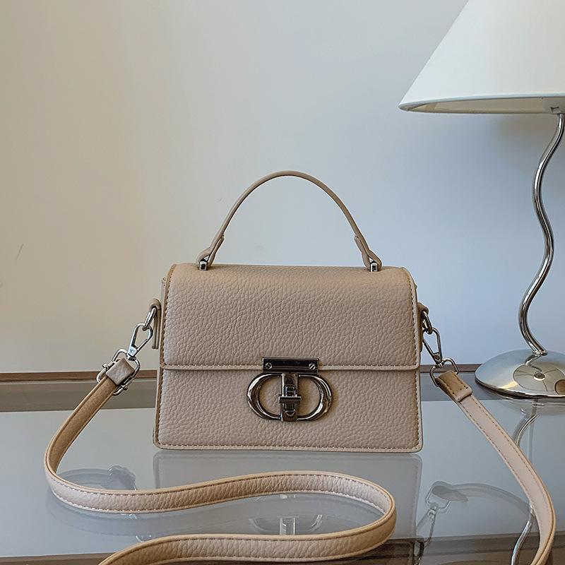 New Lychee Pattern Lock Bag Portable Shoulder Messenger Women's Bag