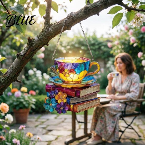 DIY Suncatcher Kit Floral Tea Cup And Book Suncatcher Stained Glass Effect Window Hanging Ornament Acrylic Irregular Puzzle Piece Sun Catcher