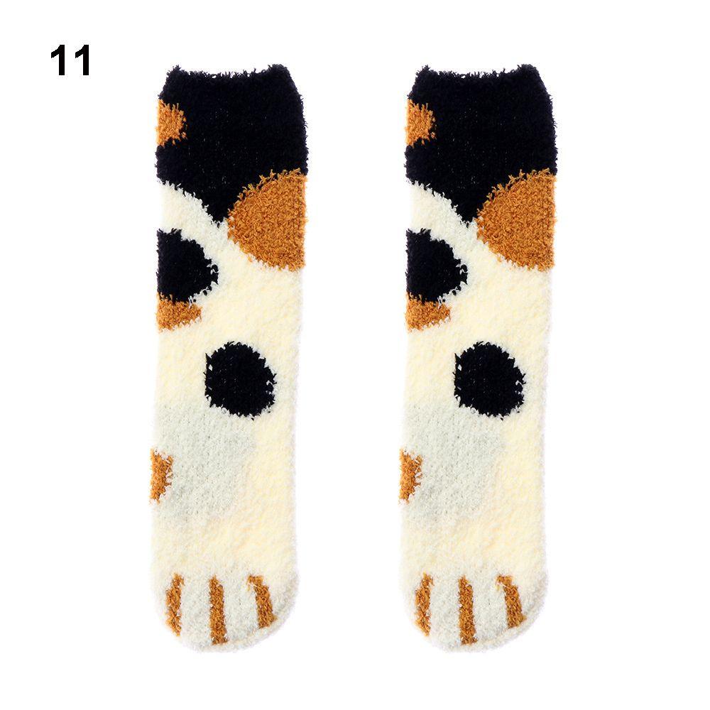 Geschenk Flauschige Verdickende Plüsch Schlaf Bettsocke Bodensocken Kaschmirsocken Korallenvlies-Socken Pfotenmuster