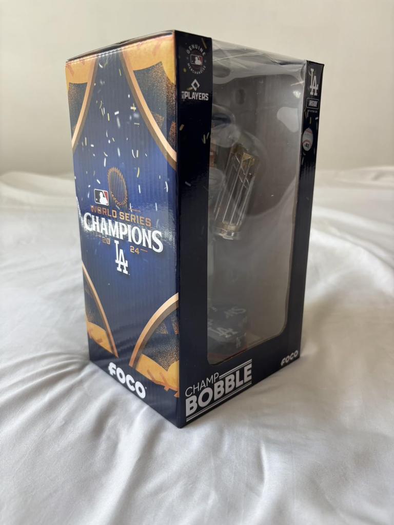 [Limited To 2024] Yoshinobu Yamamoto Los Angeles Dodgers Bubble Head Doll with World Series Championship Trophy, Official MLB Item [Parallel Import]