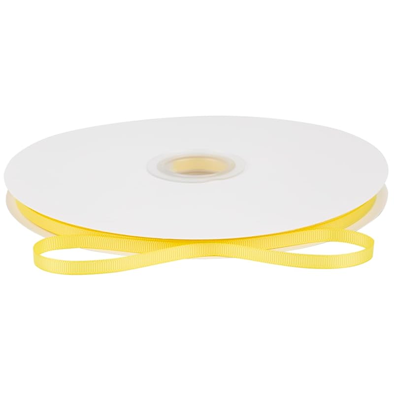[Tekdeere]Width 6mm Solid Lemon Grosgrain Ribbon, Perfect for Gift Wrapping, Sewing, Hair Accessories, Wedding Decorations - 91m/roll