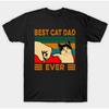 Najlepszy Tata Kota Wszech Czasów Pięść T-shirt Czarny T-shirt z Pomarańczowym Napisem Grafika Łapy Kota na Retro Paskach Prezent dla Miłośników Kotów