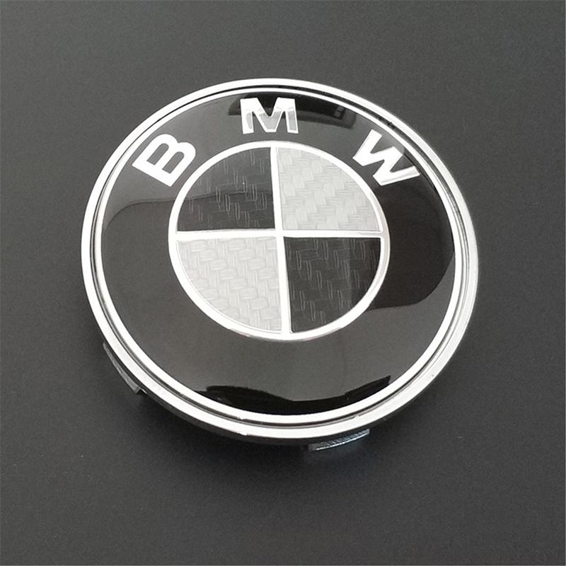 Logo BMW für echtes Kohlefaser Schwarz Silber 74mm Hauben-Kofferraum-Plakette Emblem