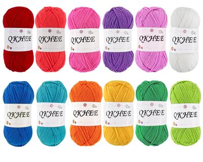 QKHEE Baumwolle Mittel und Ungefähr pro für und Plüschtiere Garn, Dünn, 12-Farben-Set, 50g/180m Knäuel, Häkeln, Stricken, Weben, (Regenbogen)