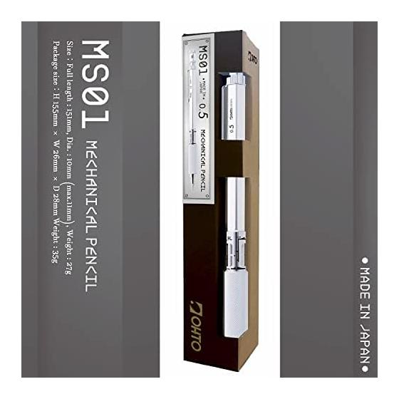 Auto Mechanical Pencil 0.5mm MS01-SP5-SV Drafting High-Function Sharp Easy-to-See Lines and Characters While Writing 3-Stage Taper Guide Pipe