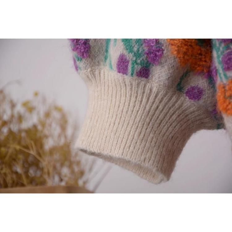 Green Floral Knitting Sweaters Jacket Autumn Winter Oversize Casual Women Cardigan Plus Size Loose Sweater Fashion