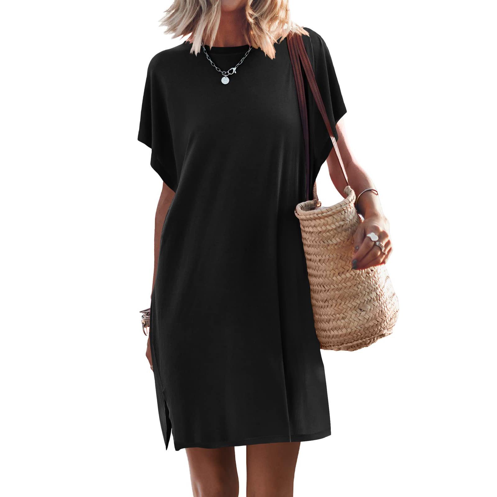 Модное женское повседневное свободное платье с круглым вырезом — фото 8