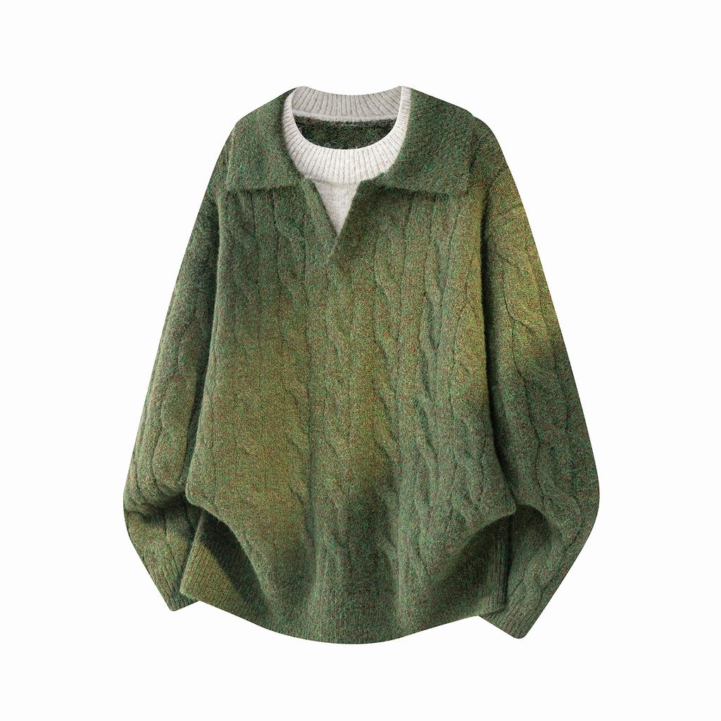 Knitted Lapel Sweater Slightly Wide Half-zip Jacket Casual Sweater Long Sleeves