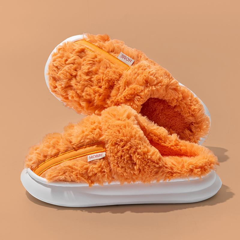 Winter new cotton slippers indoor home thick bottom non-slip warm couple wear plush cotton drag