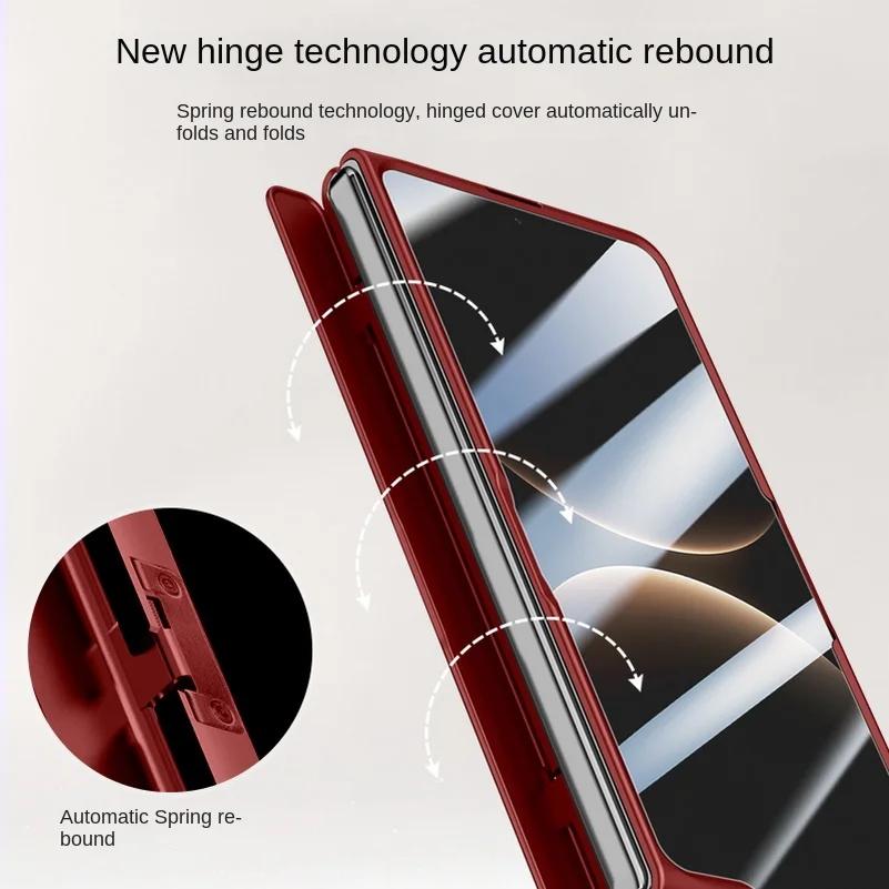 With Privacy Tempered Glass Film Full Protective case For Huawei Mate X7 mate x7 Spring Hinge Holder Camera protect Cover