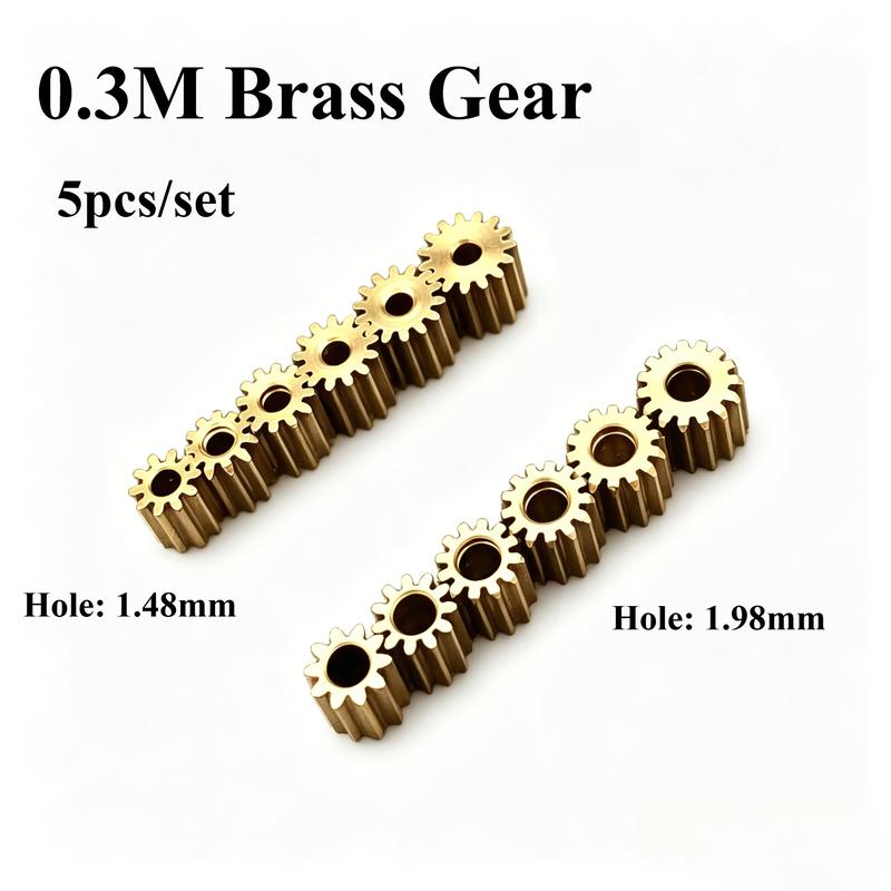 5Pcs/Lot 0.3M Brass Gear 10/11/12/13/15 Teeth Height 4mm Mini Spur Pinion Mechanical Bore Hole Aperture 2mm 1.98mm 1.5mm 1.48mm 1.98mm