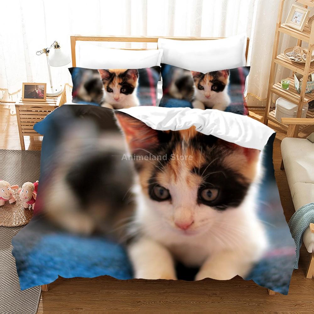 Comforter Single/Queen/King Size Modern Luxury Cute Cats & Flower - Themed Bedding Set With Ideal For