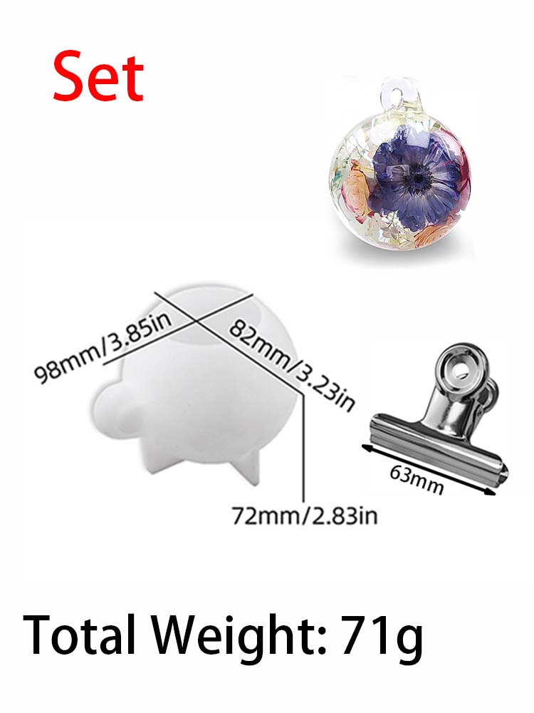 DIY Crystal Epoxy Resin Sphere Mold 3D Multi Size Desktop Ornamental Crafts Making Kit Perforated Ball Hanging Bracket Mirror Si